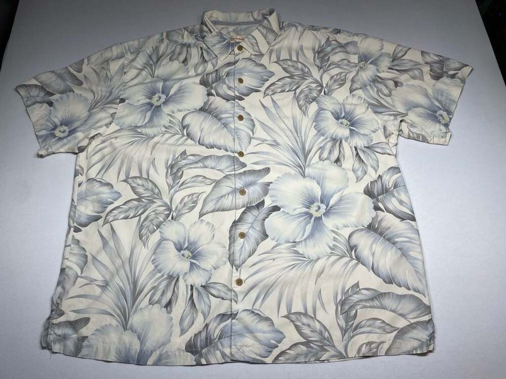 Tommy Bahama‎ 100% Silk Floral Print Short Sleeve Shirt XXL